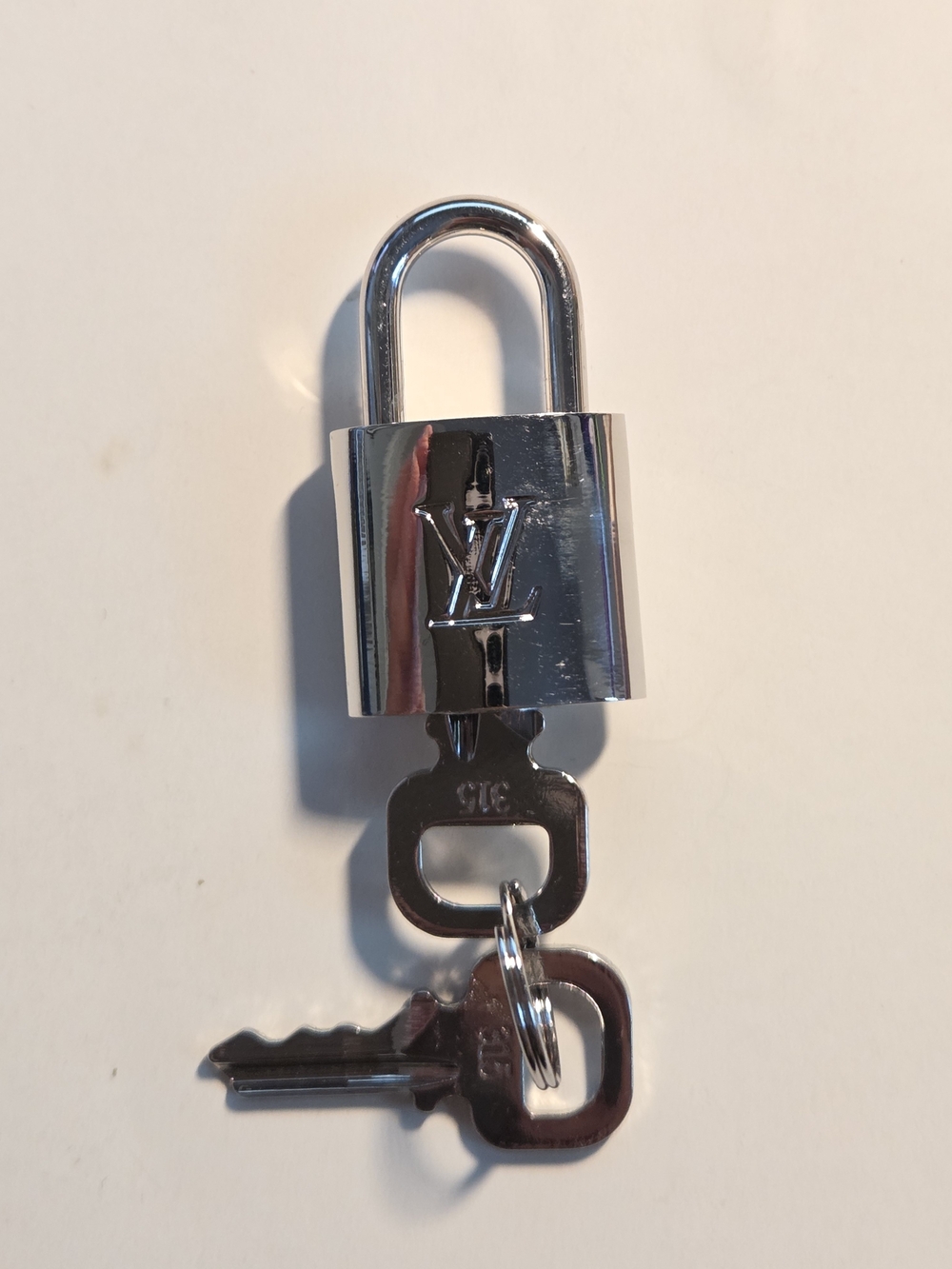 Authentic Louis Vuitton Polished Silver Lock & 2 Keys Set #315